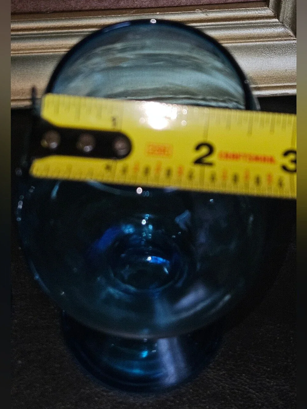 2 Vintage Mid-Century Modern Empoli art Glass Goblets or Vases Turquoise Blue
